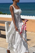 Isla Dreams TieRed Maxi Dress with Smocked Bodice