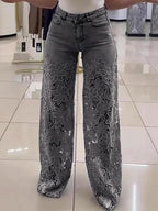 Floral Lace Cutout Jeans