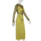 Marysh Mesh Bodycon Dress Yellow