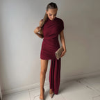 Gema Mini Dress Maroon