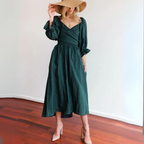 Marina Boutique French Dress with Ruffled Sleeves Designer Edit