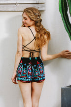 Boho Backless Print Suit
