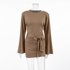 Mocha Mousse Mini Dress Brown