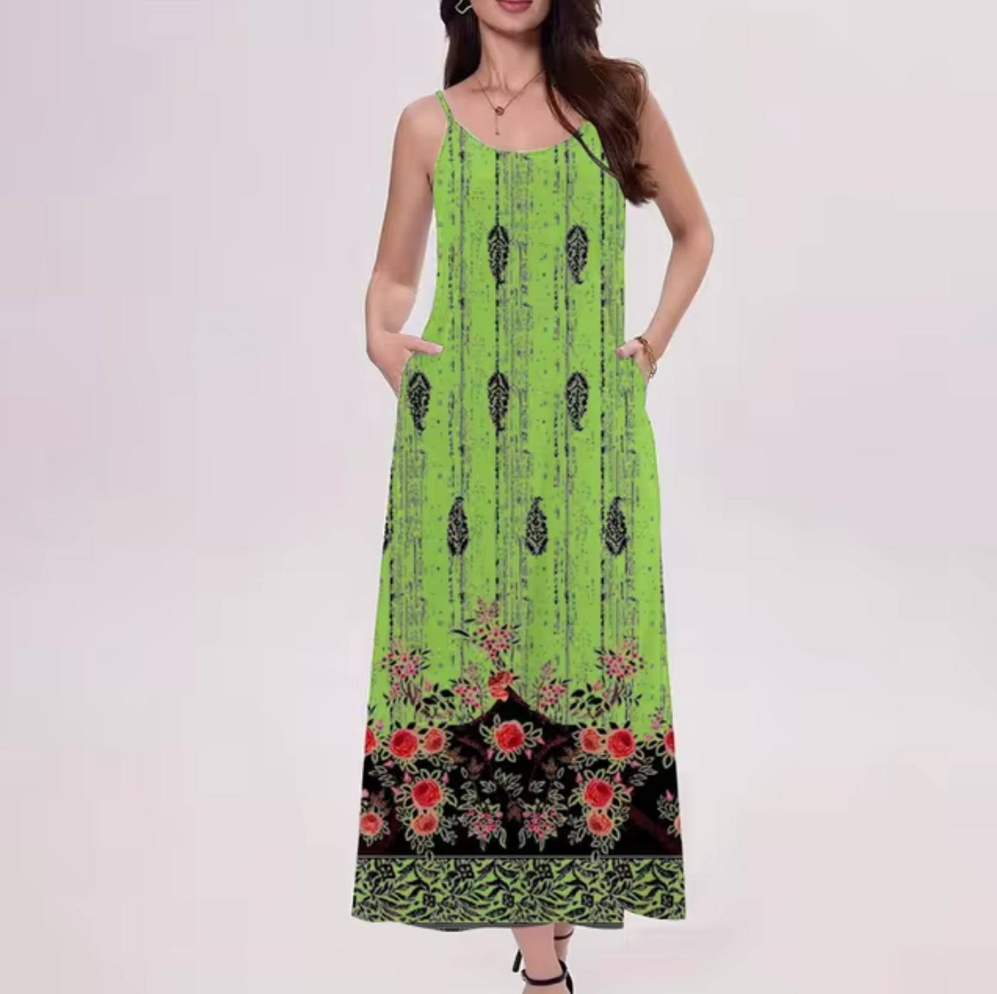 Vilma Timeless Printed Long Dress Elevated Occasion Wear