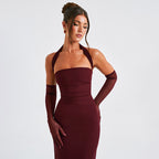Hudson Maxi Dress With Stole And Gloves Maroon