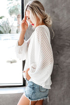 Chic Frills Balloon Sleeve Lace Top - 2 Colors