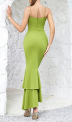 Strappy FishTail Maxi Dress in Green