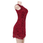 Beverly Mini Dress Maroon