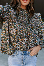 Evermore Floral Print Smocked Ruffle Top - 2 Colors