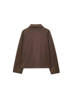 Autumn Minimalist Wool Blend Zip Lapel Jacket