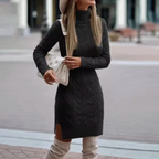 Amelia Statement High Neck Knit Sweater Dress Evening Wear Edit
