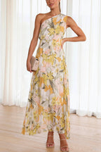Maria Minimalist Printed Dress with Dropped Sleeves Premium Wardrobe Essential