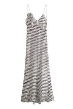 Julia Minimalist Imaginative, Dotted, Ruffled Guipure Lace Strap Maxi Dress Chic Silhouette Collection
