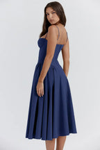Milagros Premium Sleeveless Midi Dress with a Corset Fit Elevated Occasion Wear
