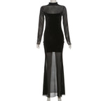 Velvet Crush Sheer Dress Black