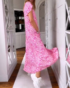 Madison Exclusive Dress with V Neck and Short Sleeves Everyday Luxe Edit