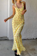 Cotton Strap Casual Maxi Floral Dress