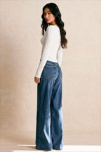 Elegant Lace VNeck Slim Fitted Long Sleeve Tee