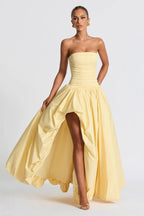 Strapless Ruched A Line Formal Dress