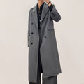Grey Premium Wool Double-Breasted Longline Coat