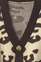 Leopard Knit Button Front Cardigan