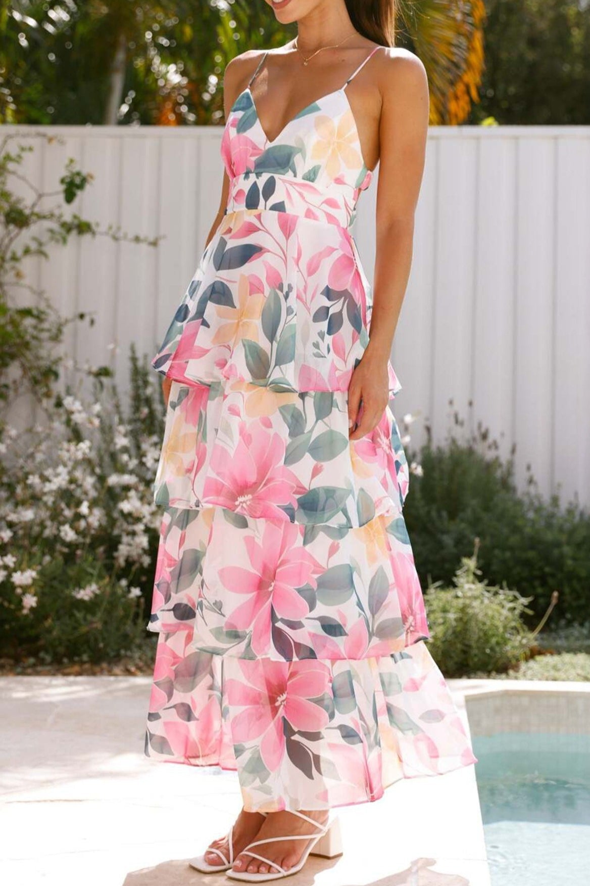 Strap Slim Vacation Maxi Floral Dress