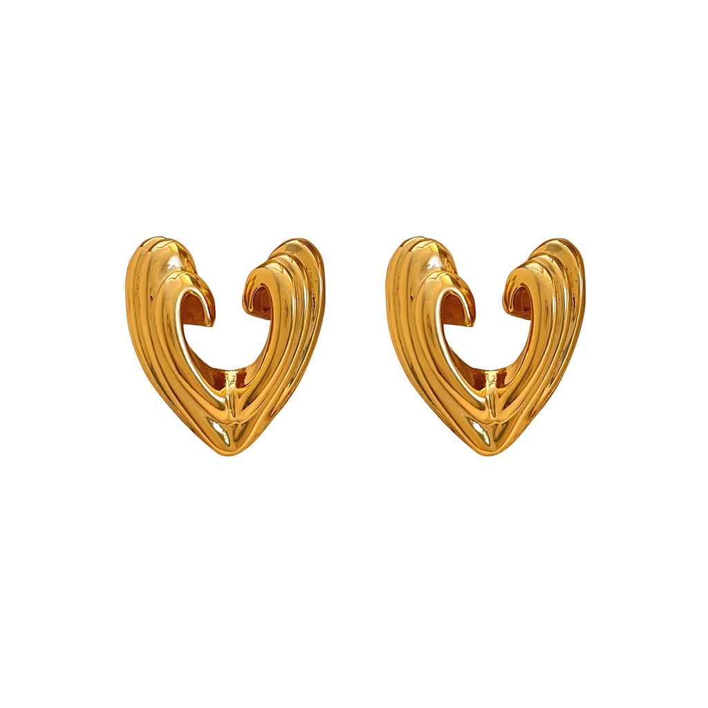 Sculpted Heart Stud Earrings