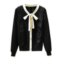Black V Lace-Trim Cardigan