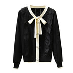 Black V Lace-Trim Cardigan