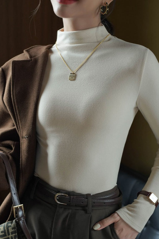 Fleece Mock Neck Slim Solid Base Layer