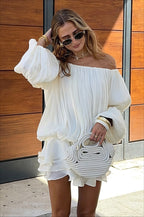 Off Shoulder Ruffle Tiered Mini Dress