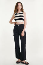 Black Striped Knitted Vest