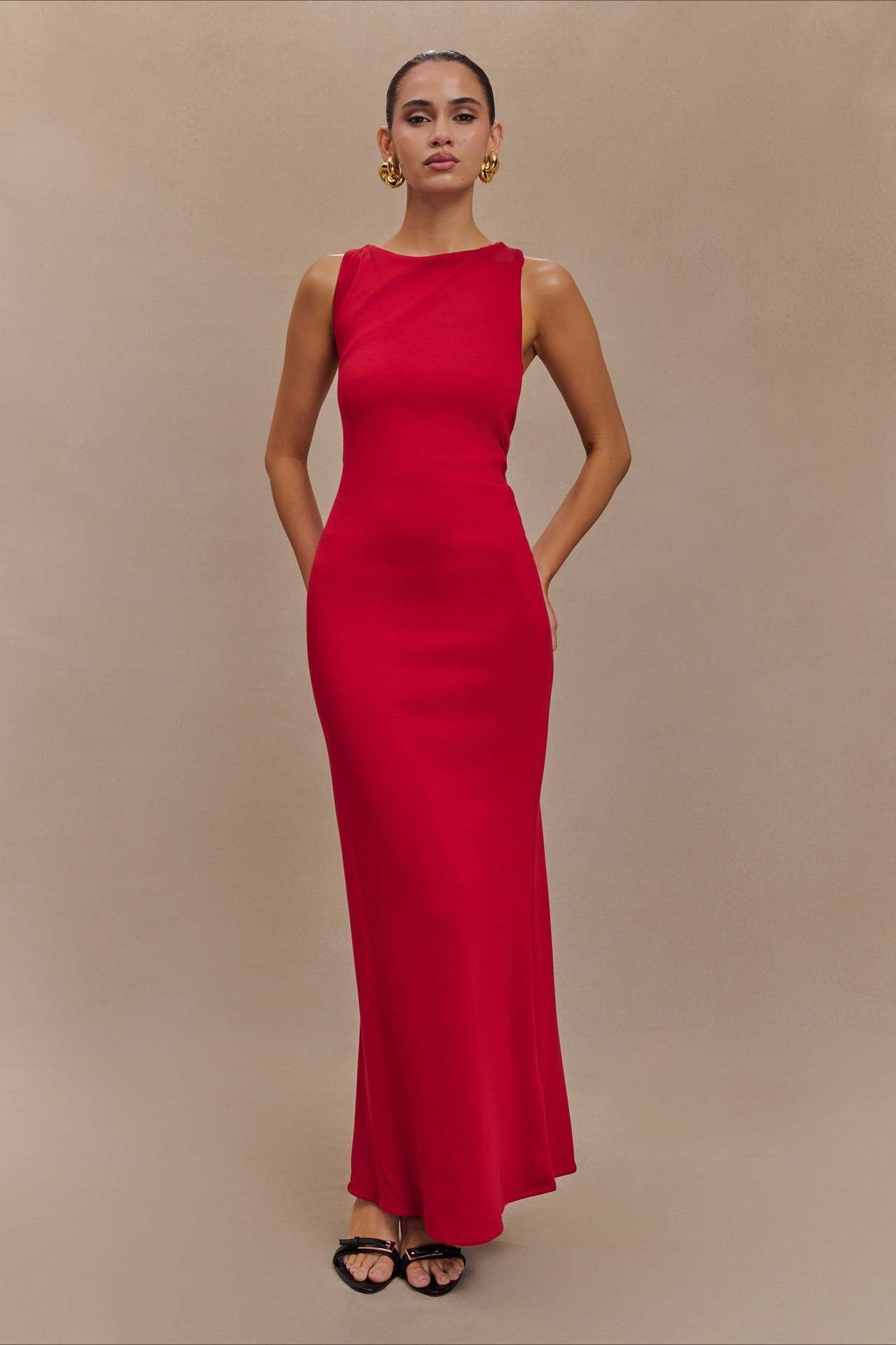 CrossTie LowBack Maxi Party Dress