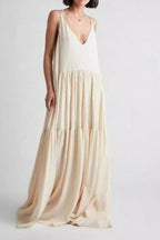 Solid Ruched Loose Tank Boho Dress