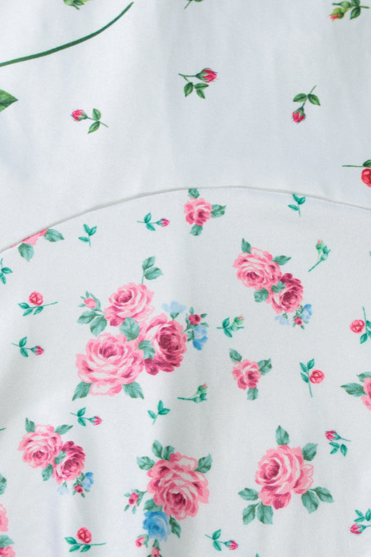 Chic Deep V Short Sleeve Slim Floral Dress