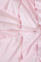 Ruffled Ruching Tiered High Slit Strapless Waist Cinched Prom Dress