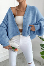 Marled V Neck Bell Sleeve Cardigan