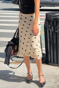 Polka Dot Ruffle Low Rise Midi Skirt