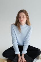 Thermal Mock Neck Solid Knit Top