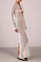 Cutout Split Bohemian FloorLength Sweater Dress