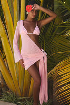 One Shoulder Cutout Three Piece Swim Set