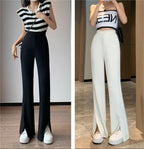 Black Split Wide-Leg Semi-Elastic Blazers