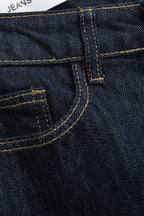 Raw Denim High Waist Loose Straight Floor Jeans