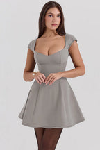 Fresh and Elegant Fitted A-Line Dress with Waist Cinching Party Dress