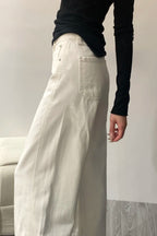 Curved Hem Straight Leg Wide Leg Jeans