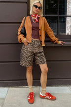 Chic Casual Cotton Leopard Print Shorts