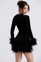 Knit Fuzzy Cuff Hem Cocktail Dress