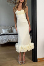 Elegant Solid Spaghetti Strap Ruched Maxi Prom Dress