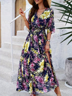 Costanza Timeless Floral Half Sleeve Maxi Dress Evening Wear Edit