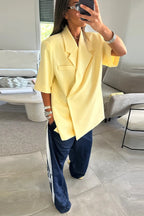 Yellow Lapel Short Sleeve Blazer